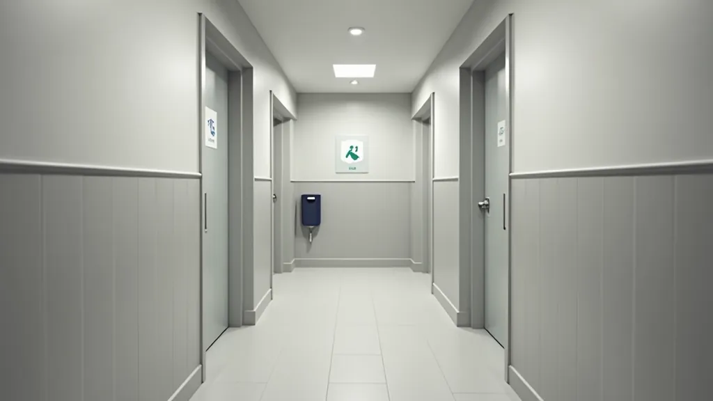 Modern accessible public restroom facility with clear signage and wheelchair accessible entrance